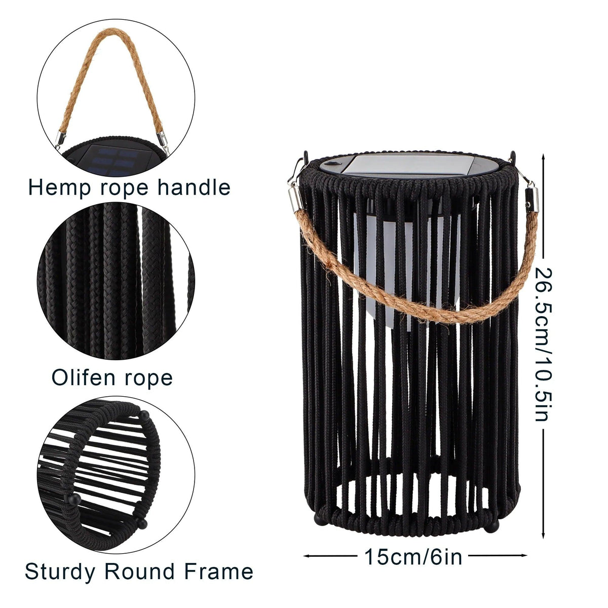 10.5'' High Solar Lantern Outdoor Table Lamp Black 2Pcs