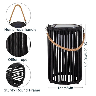 10.5'' High Solar Lantern Outdoor Table Lamp Black 2Pcs