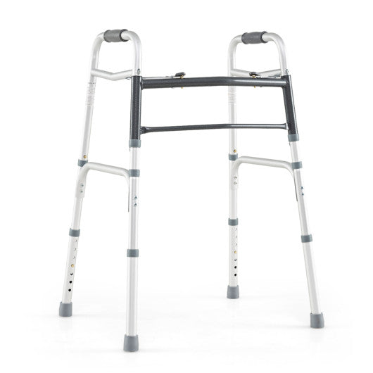 2-Button Folding Walker Lightweight with 7-Level Adjustable Height