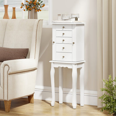 2 Colors Armoire Storage Standing Jewelry Cabinet with Mirror-White