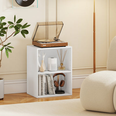 2-Cube Bookcase Floor Standing Open Bookshelf with 5-Position Adjustable Shelf-White