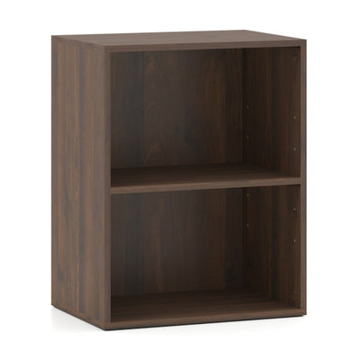 2-Cube Bookcase Floor Standing Open Bookshelf with 5-Position Adjustable Shelf-Dark Walnut