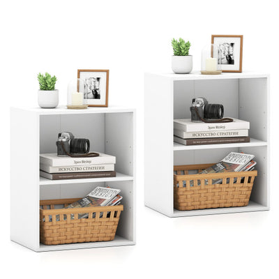 2-Cube Bookcase Set of 2 Floor Standing Open Bookshelf w/ 5-Position Adjustable Shelf-White