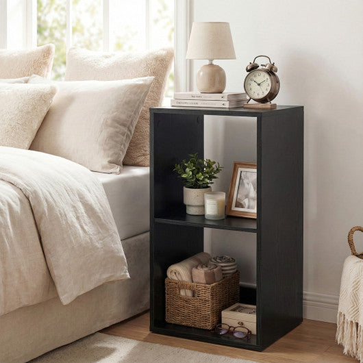 2 Cube Bookshelf with Back Guardrail for Living Room Bedroom-Black
