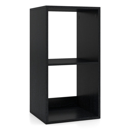 2 Cube Bookshelf with Back Guardrail for Living Room Bedroom-Black