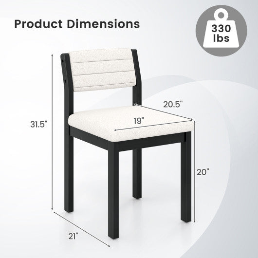 Set of 2 Dining Chairs Sherpa Upholstered Armless Chair with Wood Frame-White
