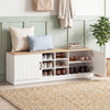 2-Door Shoe Bench Storage Cabinet with Adjustable Shelves-Natural