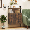 2-Door Wall Mount Bookshelf with Storage Cabinet-Rustic Brown