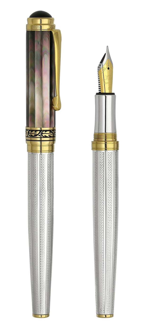 Maestro® 925 Sterling Silver Fountain Pen (Fine Nib) - Tahitian Black Mother of Pearl Cap - Gifts for You 'n Me