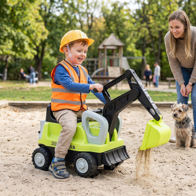 2-In-1 Kids Ride on Tractor with Digging Arm and Detachable Trailer-Green