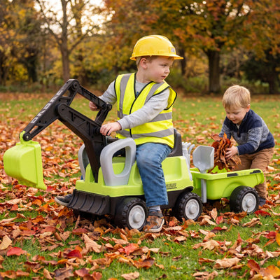 2-In-1 Kids Ride on Tractor with Digging Arm and Detachable Trailer-Green