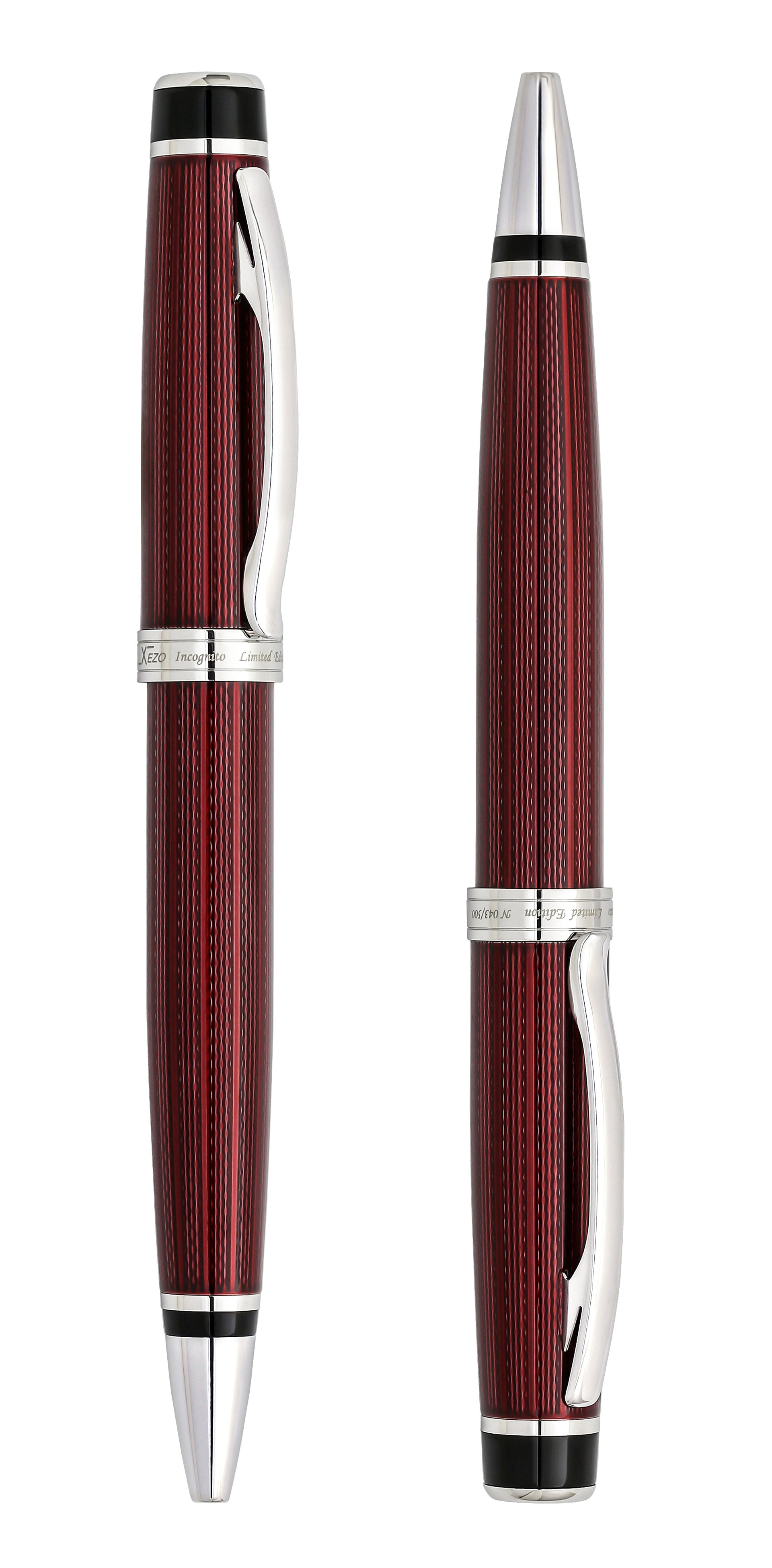 Incognito Diamond-Cut Lacquered Brass Ballpoint Pen - Burgundy Red