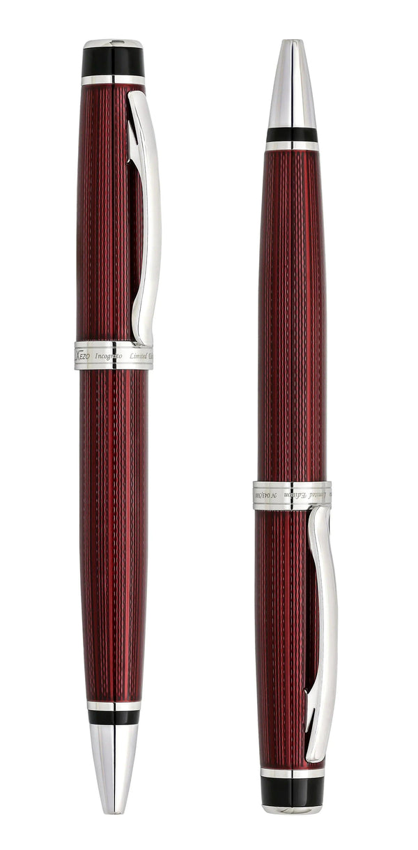 Incognito Diamond-Cut Lacquered Brass Ballpoint Pen - Burgundy Red - Gifts for You 'n Me
