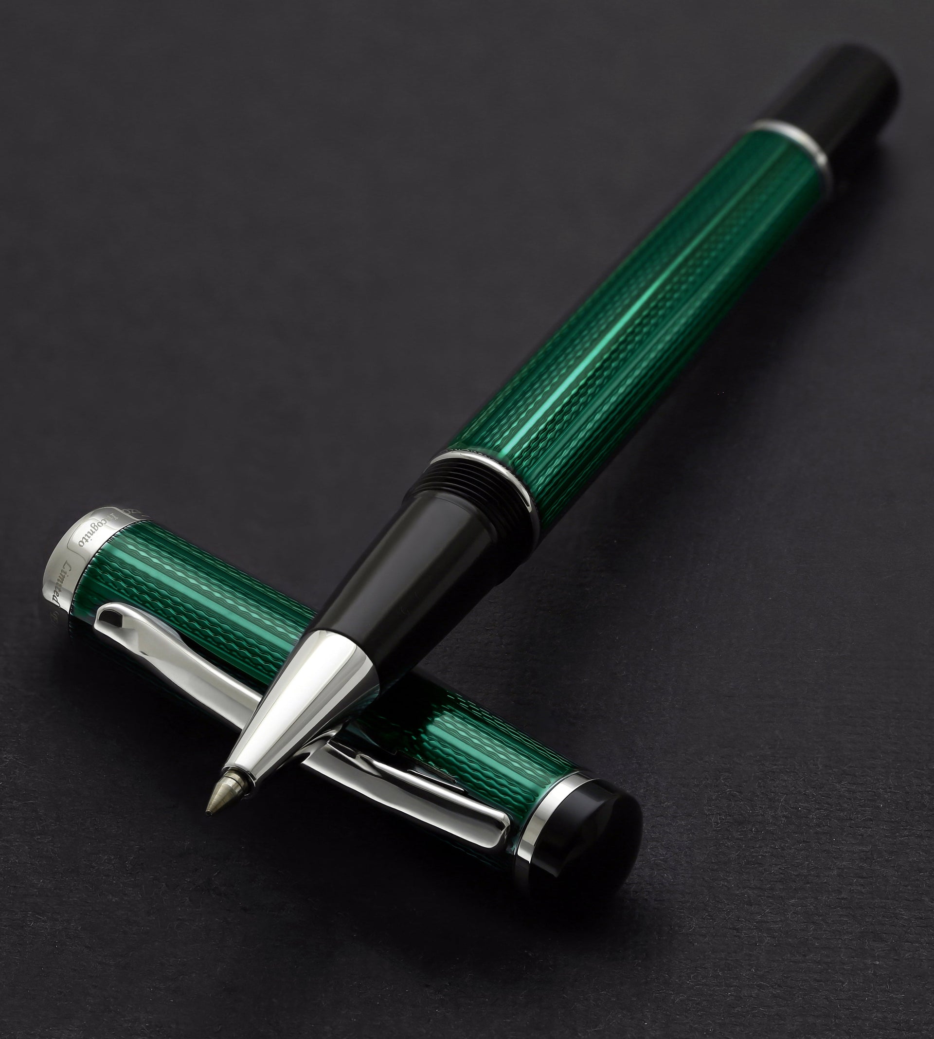 Incognito Diamond-Cut Lacquered Brass Rollerball Pen - Forest Green