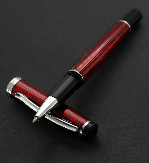 Incognito Diamond-Cut Lacquered Brass Rollerball Pen - Burgundy Red - Gifts for You 'n Me