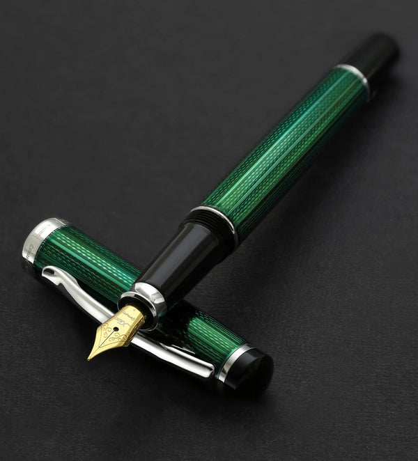 Incognito Diamond-Cut Lacquered Brass Fountain Pen (Fine Nib) - Forest Green - Gifts for You 'n Me