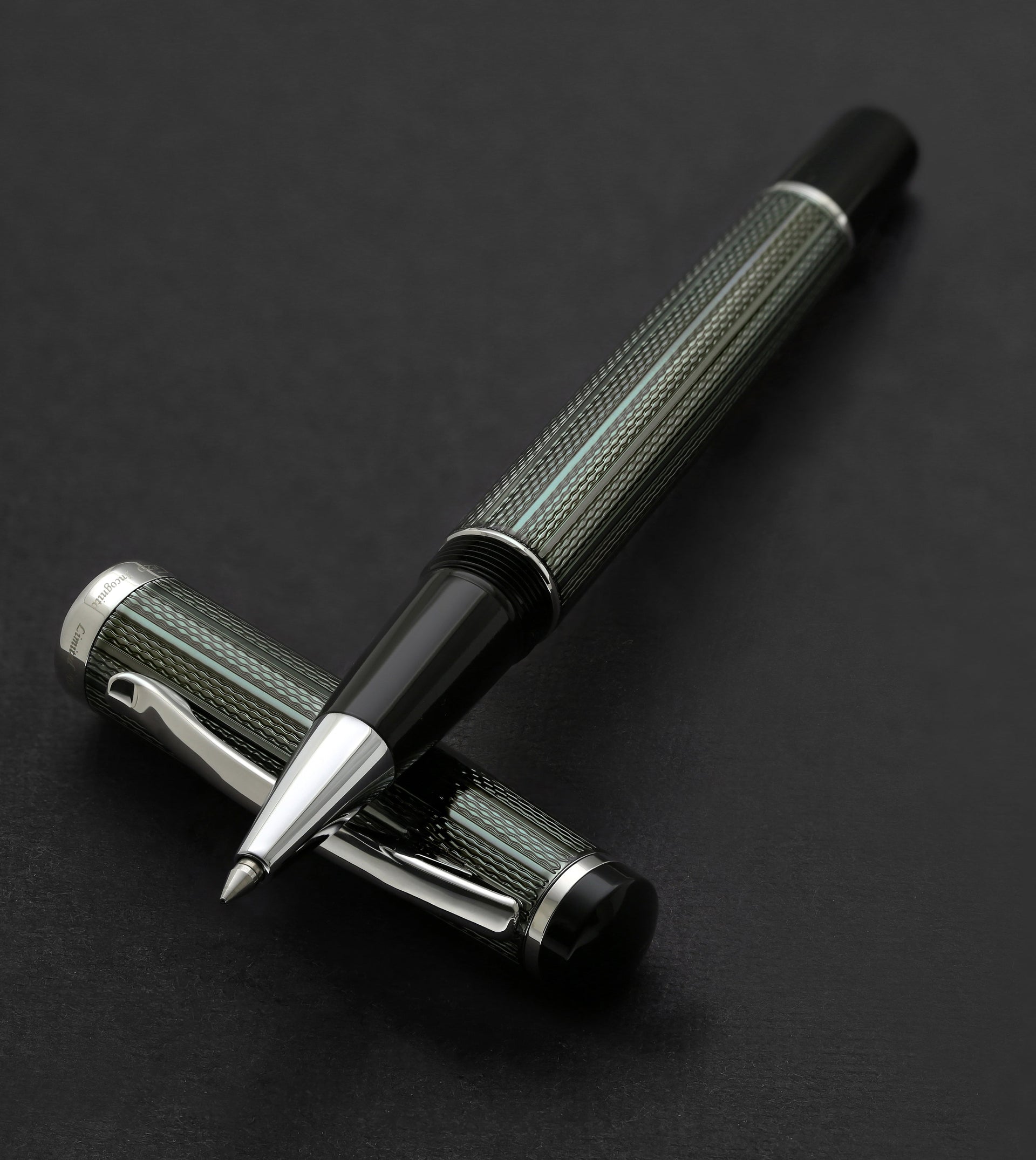 Incognito Diamond-Cut Lacquered Brass Rollerball Pen - Zinc Green