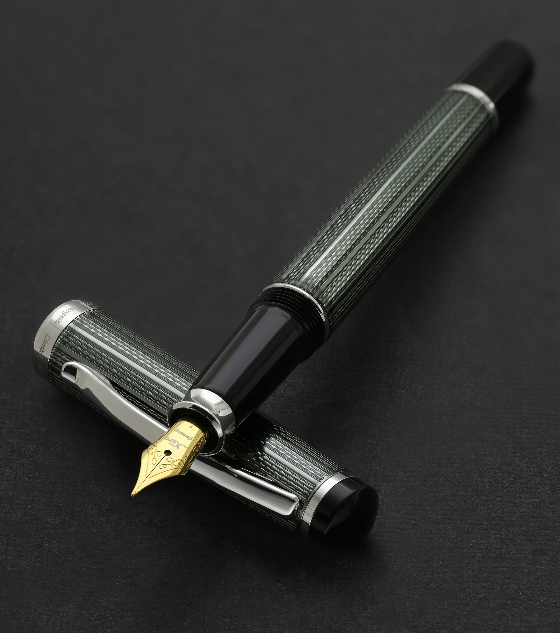 Incognito Diamond-Cut Lacquered Brass Fountain Pen (Fine Nib) - Zinc Green