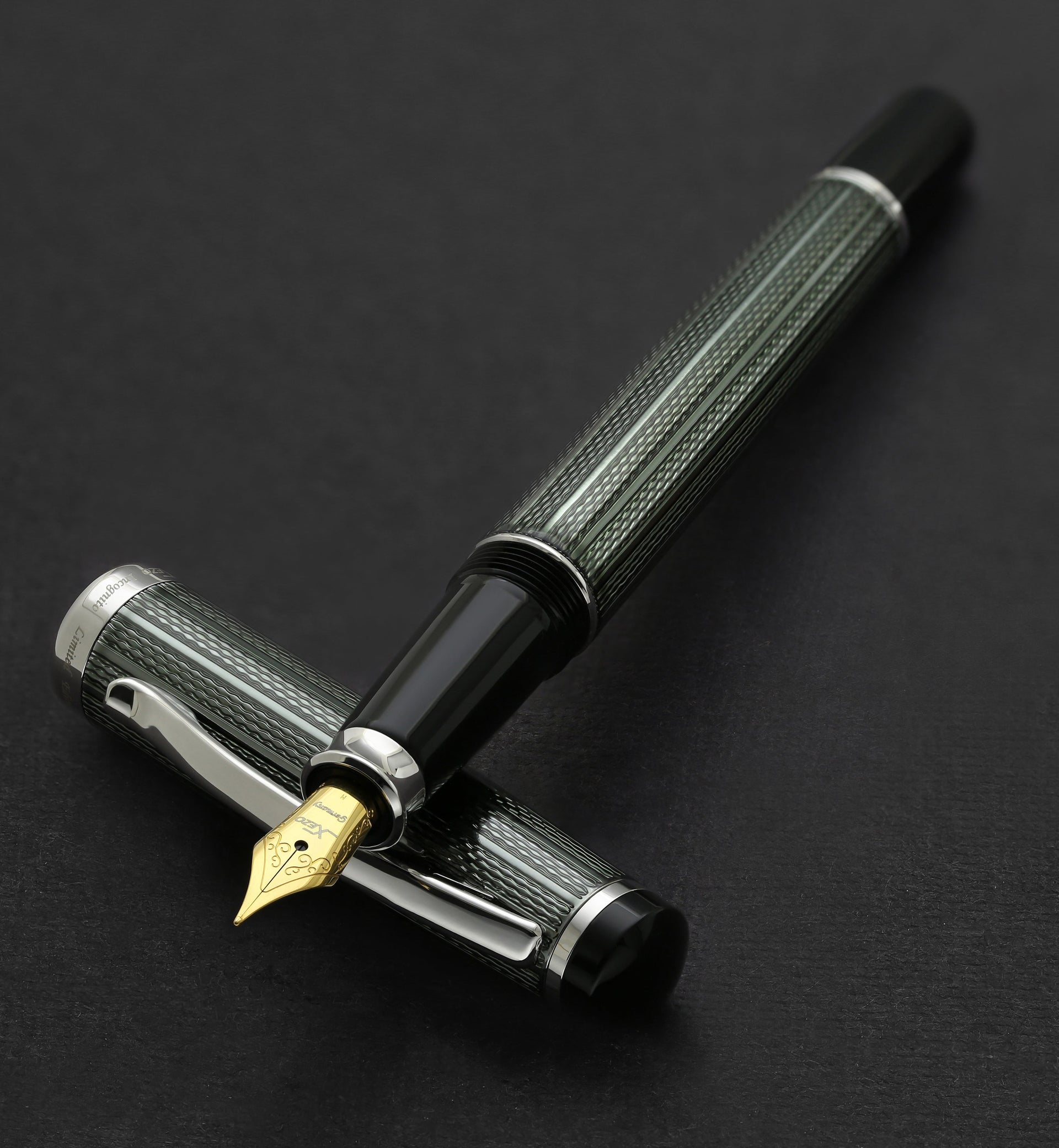 Incognito Diamond-Cut Lacquered Brass Fountain Pen (Medium Nib) - Zinc Green