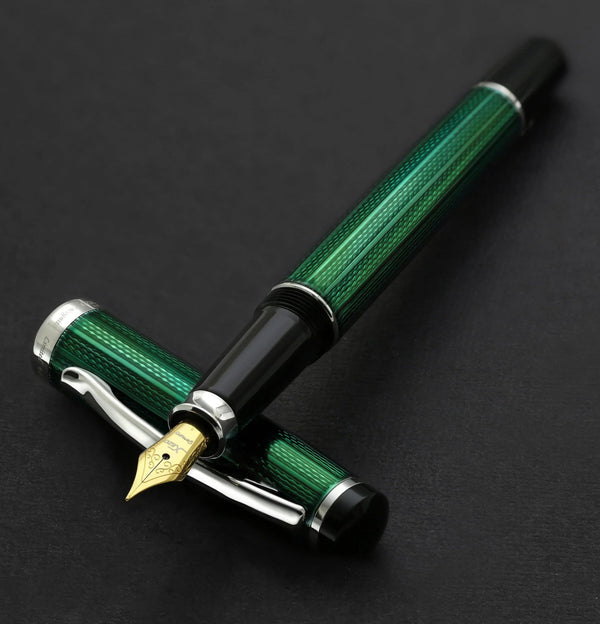 Incognito Diamond-Cut Lacquered Brass Fountain Pen (Medium Nib) - Forest Green - Gifts for You 'n Me