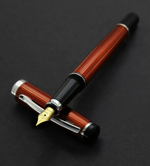 Incognito Diamond-Cut Lacquered Brass Fountain Pen (Medium Nib) - Sunstone Orange - Gifts for You 'n Me