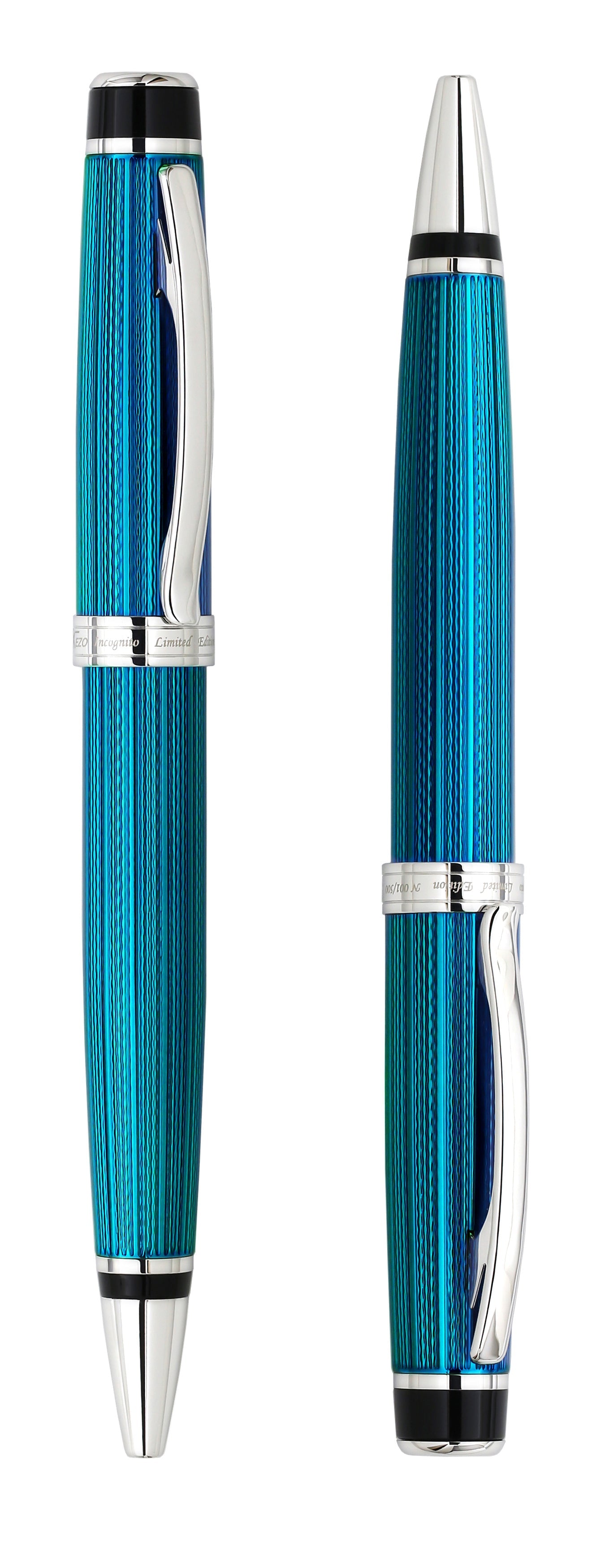 Incognito Diamond-Cut Lacquered Brass Ballpoint Pen - Deep Blue