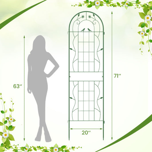 2 Pack 71 x 20 Inch Metal Garden Trellis Rustproof Plant Support for Climbing Plants-Green