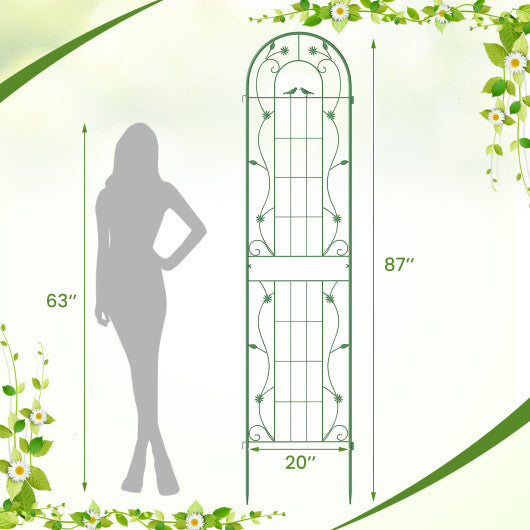 2 Pack 86.5 x 20 Inches Metal Garden Trellis for Climbing Plants-Green