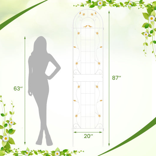 2 Pack 86.5 x 20 Inches Metal Garden Trellis for Climbing Plants-White
