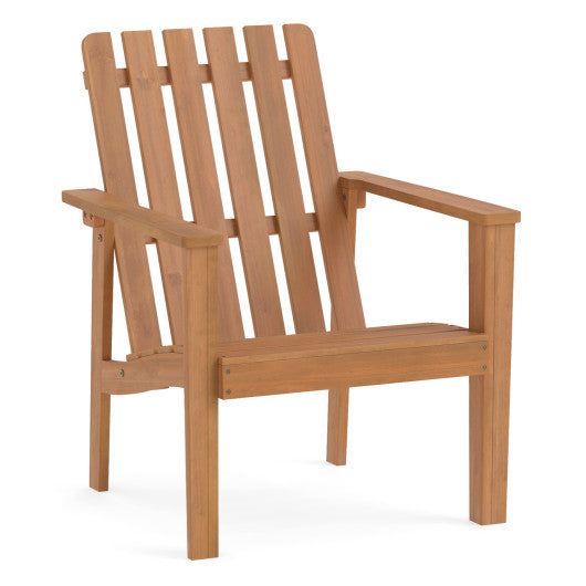 2 Pack Acacia Wood Outdoor Patio Chair with Slatted Backrest and Seat Built-in Armrest