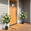 2-Pack Artificial Camellia Tree Faux Flower Plant in Cement-Filled Pot-Yellow