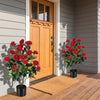 2-Pack Artificial Camellia Tree Faux Flower Plant in Cement-Filled Pot-Red