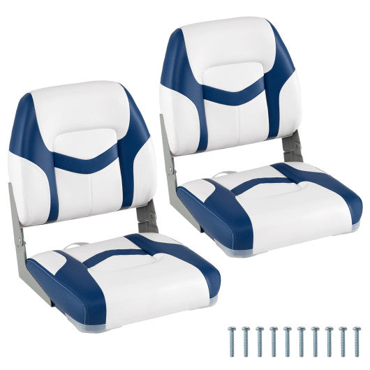 2-Pack Boat Seats with Fixing Bolts and Hinges-Blue