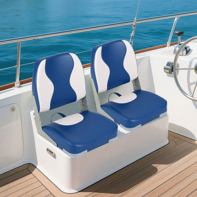 2-Pack Boat Seats with Thick Sponge Padding-Blue