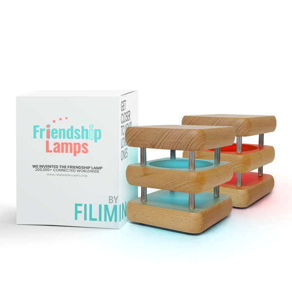 Mini Square Mid-Century Design Natural Friendship Lamp – Compact Retro Wi-Fi Touch Lamp for Connection