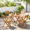 2 Pack Folding Chairs Sturdy Wood Dining Chairs with Slatted Backrest and Seat