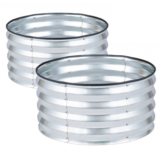 2 Pack Galvanized Raised Garden Bed Kit with Open-Ended Base-Silver