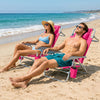 2 Pack Portable Folding Beach Chair with 7-Position Backrest-Pink
