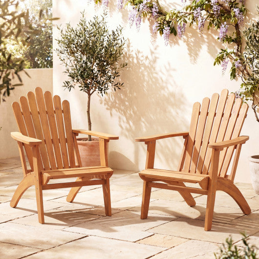 2-Pack Stackable Adirondack Chairs with Solid Acacia Wood for Patio