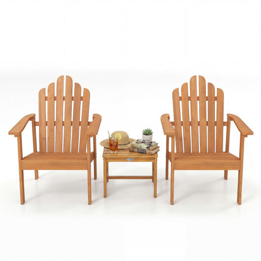 2-Pack Stackable Adirondack Chairs with Solid Acacia Wood for Patio