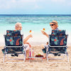 2 Packs 5-Position Outdoor Folding Backpack Beach Table Chair Reclining Chair Set-Green