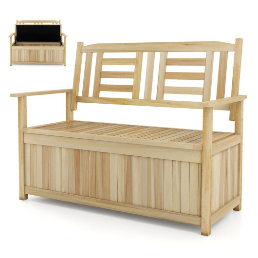 2-Person Garden Bench with 49 Gal Storage Bench and Backrest ﻿-Natural
