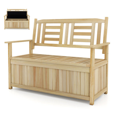 2-Person Garden Bench with 49 Gal Storage Bench and Backrest ﻿-Natural