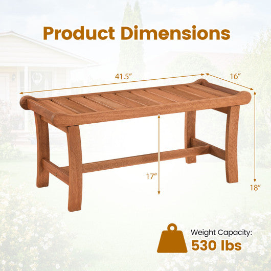 2-Person Outdoor Wood Bench with Slatted Seat and Raised Edges-1 Piece