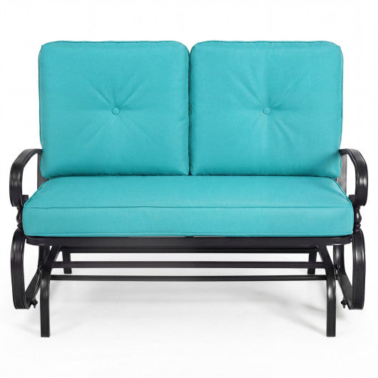 2 Seats Outdoor Swing Glider Chair with Comfortable Cushions-Pantone Green