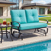2 Seats Outdoor Swing Glider Chair with Comfortable Cushions-Pantone Green