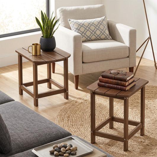 2-Pieces18 Inches Adirondack Outdoor Side Table for Patio and Garden-Coffee