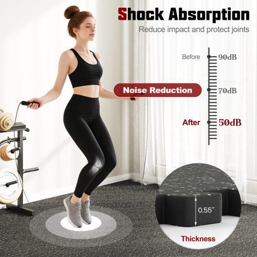 2 Pieces 0.55 inch Thick Rubber Top Exercise Mat 70 Sq Ft with Boarders-Black