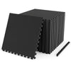 2 Pieces 0.55 inch Thick Rubber Top Exercise Mat 96 Sq Ft with Boarders-Black