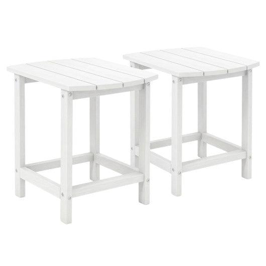 2-Pieces 18 Inches Adirondack Outdoor Side Table for Patio and Garden-White